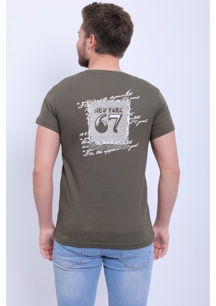 Unisex Bisiklet Yaka Baskılı T-Shirt