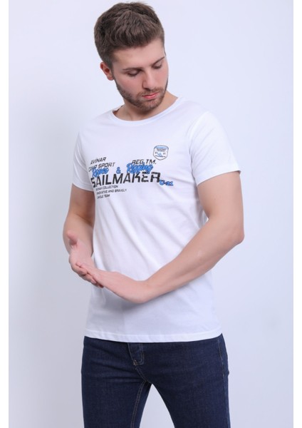 Unisex Bisiklet Yaka Baskılı T-Shirt fiyatları