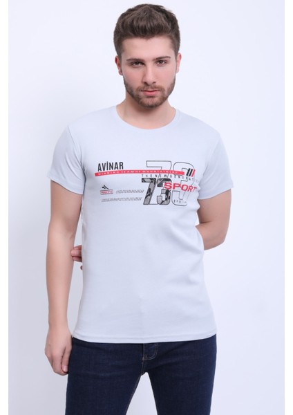 Unisex Bisiklet Yaka Baskılı T-Shirt
