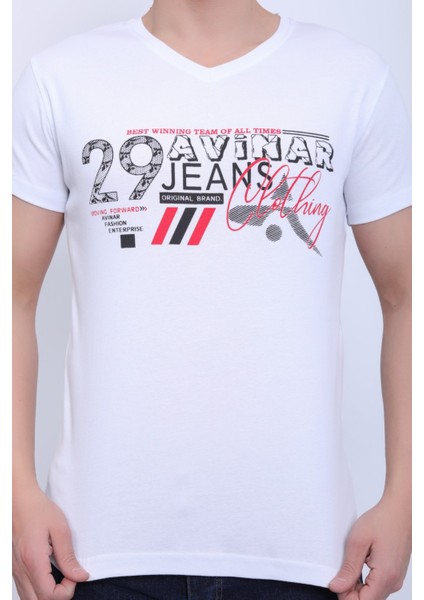 Unisex V Yaka Baskılı T-Shirt fiyatları