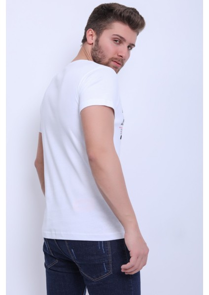 Unisex V Yaka Baskılı T-Shirt modelleri