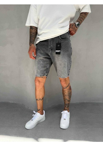 Erkek Denim Kot Kapri Şort