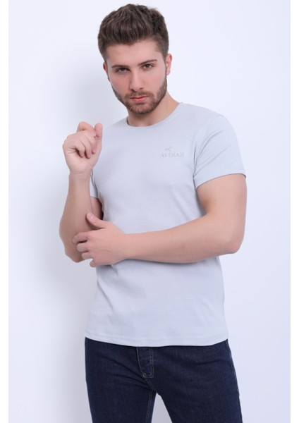 Unisex Bisiklet Yaka Nakışlı T-Shirt