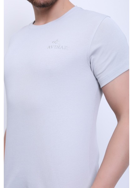 Unisex Bisiklet Yaka Nakışlı T-Shirt