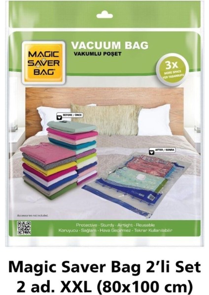 Magic Saver Bag 2'li Xxlarge Vakumlu Poşet Seti (80X100 Cm)