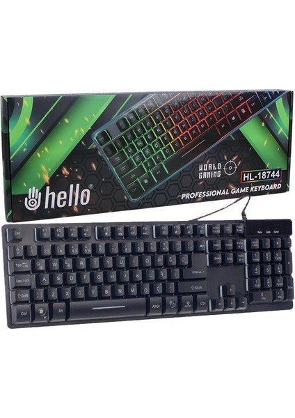 HL-18744 USB Kablolu Metal Kasa Mekanik Hisli Rgb Işıklı Oyuncu Gaming Klavye