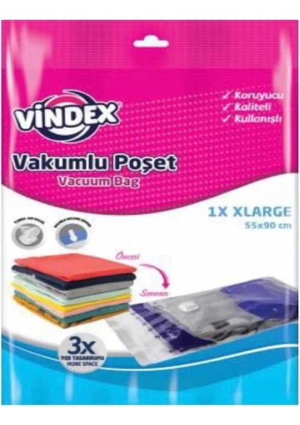 Vakumlu Giyisi Yastık Yorgan Saklama Torbası Poşeti Hurç - Large - 55X90 Cm. -1 Adetlik Paket