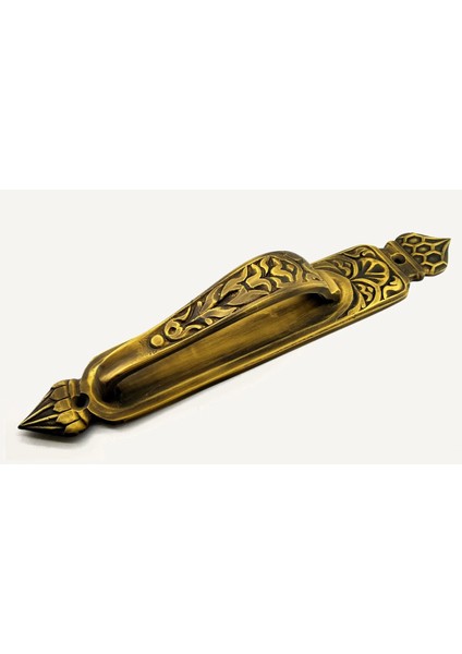 Antika Tarz Dekoratif Pirinç Kubbeli Çekme Kapı Kolu - 396X68 Mm, Antik