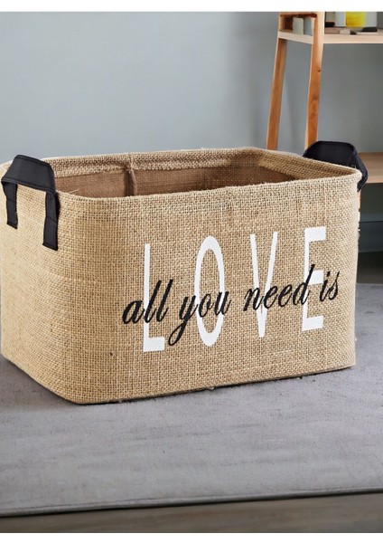 Love Baskılı Jüt Dolap Içi Çocuk Odası Oyuncak Düzenleyici Katlanır Saklama Sepeti ORGANIZER30X22X1 fiyatları