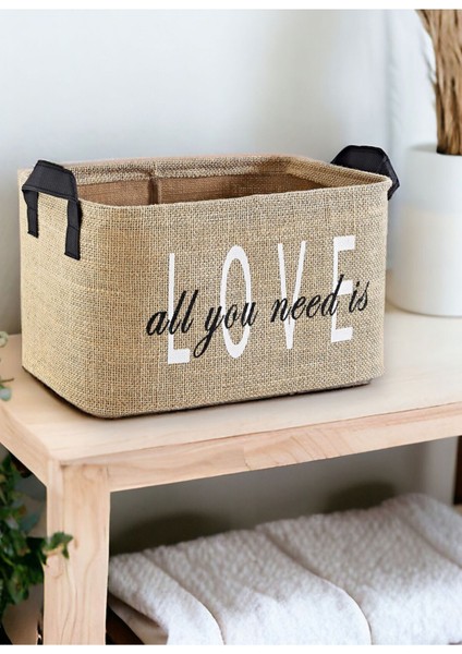 Love Baskılı Jüt Dolap Içi Çocuk Odası Oyuncak Düzenleyici Katlanır Saklama Sepeti ORGANIZER30X22X1 modelleri