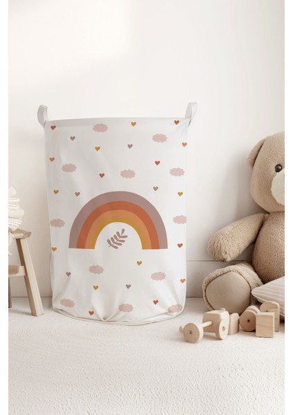 Dekoratif Gökkuşağı Desenli Çocuk ve Bebek Odası Düzenleyici Oyuncak Veya Kirli Sepeti TLAS-323