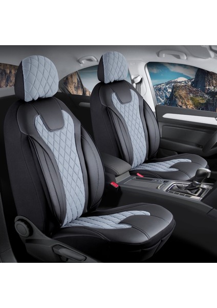 Daihatsu Terrios Uyumlu Lüx Yarı Deri Oto Koltuk Kılıfı Ön Arka Takım Cyrstal Füme