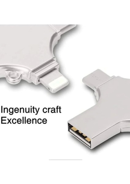 Otg 4in1 Cep Telefonu Çok Fonksiyonlu USB Flash Bellek 128 GB Type-C, Micro Sd ve Kart Okuyucu