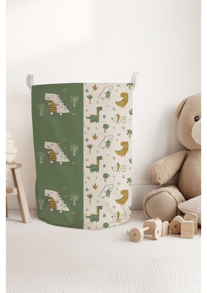 Sevimli Dinozor Desenli Çocuk ve Bebek Odası Düzenleyici Oyuncak Veya Kirli Sepeti TLAS-311