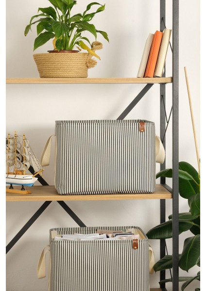 Siyah Çizgili Çok Amaçlı Dolap Içi Oyuncak Saklama Kutusu Sepeti Organizer 18X22X30 modelleri