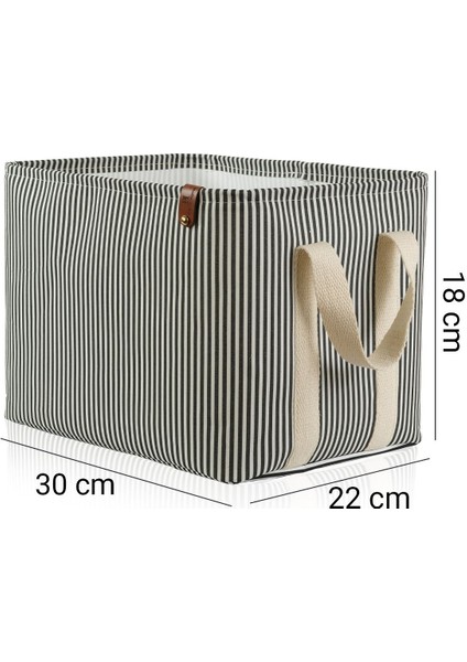 Siyah Çizgili Çok Amaçlı Dolap Içi Oyuncak Saklama Kutusu Sepeti Organizer 18X22X30 indirimleri