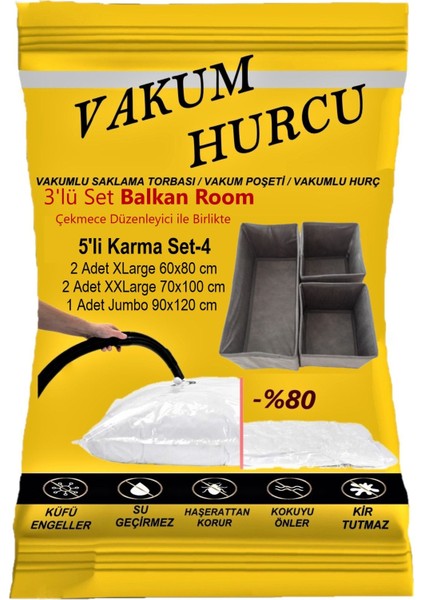 5'li Karma Set-4 Vakumlu Hurç - Vakumlu Poşet -