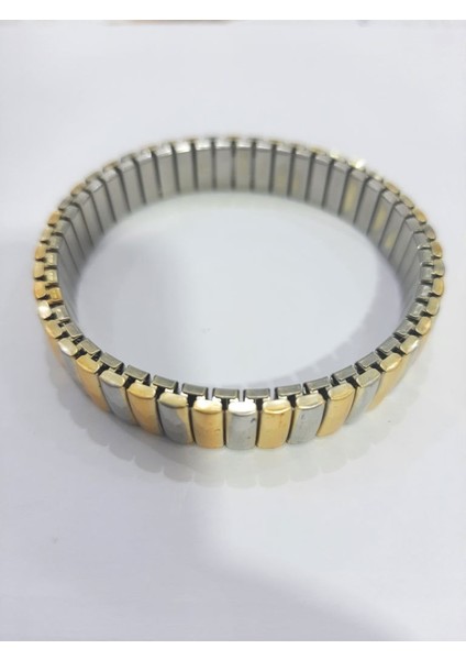 Çelik Bileklik Metal Kavisli Elastik Model 1 cm Genişlik 18 cm Uzunluk Gold Gümüş