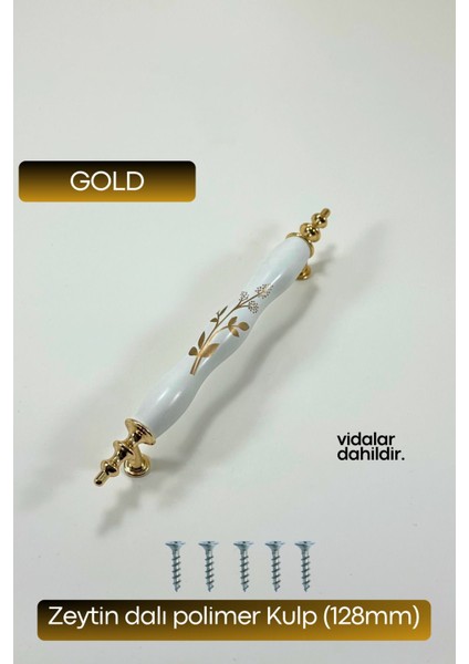 Polimer Zeytindalı Kulp Lüks Modern Mobilya Çekmece Vestiyer Mutfak Dolabı Kulpu 128MM