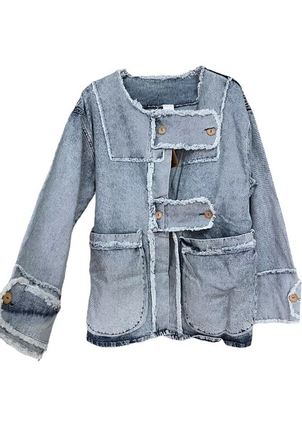 Bohem Kadın Kot Ceket Kaftan-Mavi fiyatları