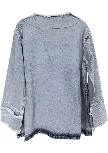 Bohem Kadın Kot Ceket Kaftan-Mavi fırsatları