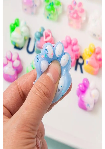 3 Adet Oyuncak Mini Squishy Kedi Patisi 4cm Sukuşi Pati Pullu Pati Eğlenceli Oyun