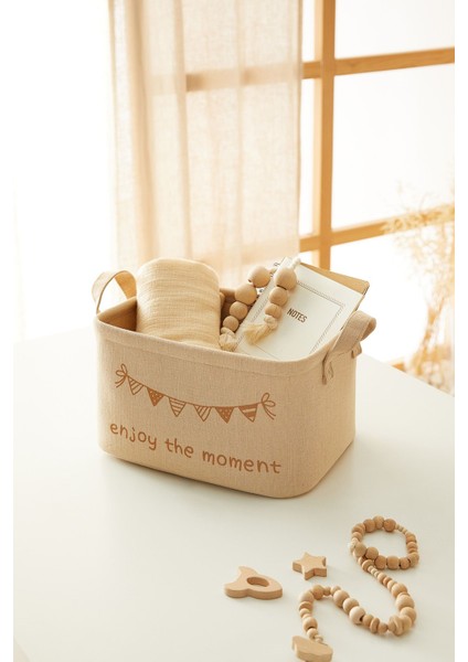 Çocuk Odası Jüt Keten Oyuncak Düzenleyici Çok Amaçlı Kirli Sepeti, Saklama Sepeti