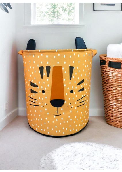 Tiger Tasarımlı Turuncu Bebek Çocuk Odası Düzenleyici Saklama Kutusu Oyuncak Kirli Sepeti 37X40 fiyatları