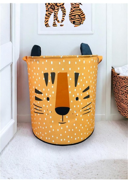 Tiger Tasarımlı Turuncu Bebek Çocuk Odası Düzenleyici Saklama Kutusu Oyuncak Kirli Sepeti 37X40 modelleri