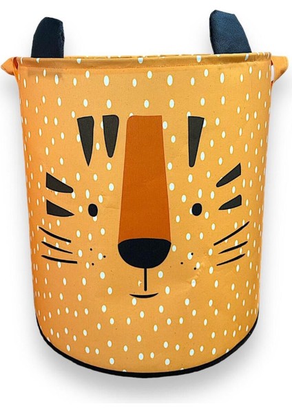 Tiger Tasarımlı Turuncu Bebek Çocuk Odası Düzenleyici Saklama Kutusu Oyuncak Kirli Sepeti 37X40 fırsatları