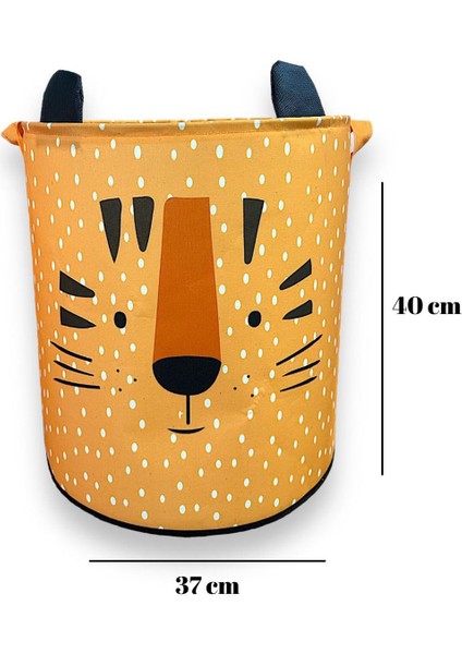 Tiger Tasarımlı Turuncu Bebek Çocuk Odası Düzenleyici Saklama Kutusu Oyuncak Kirli Sepeti 37X40 indirimleri