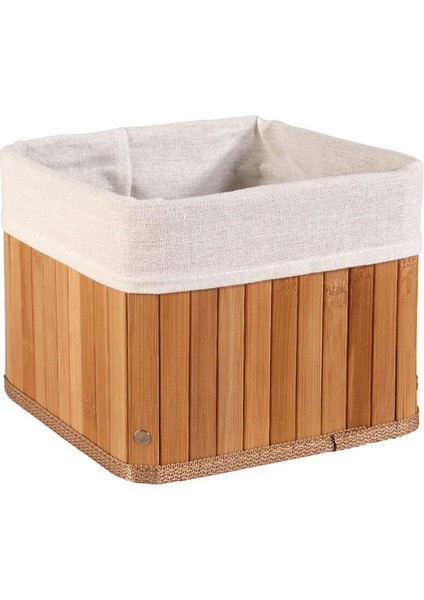 Bambu Sepet Katlanabilir Astarlı Sepet Kare 20X20X16 Doğal Bambu DD010