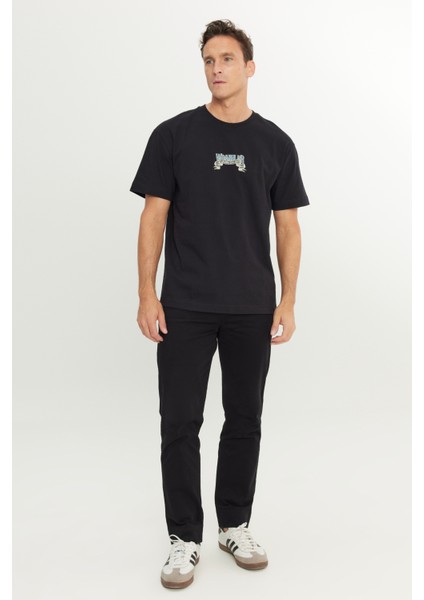 %100 Pamuk Relaxed Fit Geniş Kesim Bisiklet Yaka Siyah Tişört fırsatları