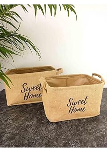 Bitki Tasarımı Sweet Home Jüt Hasır Ev Düzenleyici Mutfak Banyo Salon Sepeti Katlanır Sıvı Korumalı