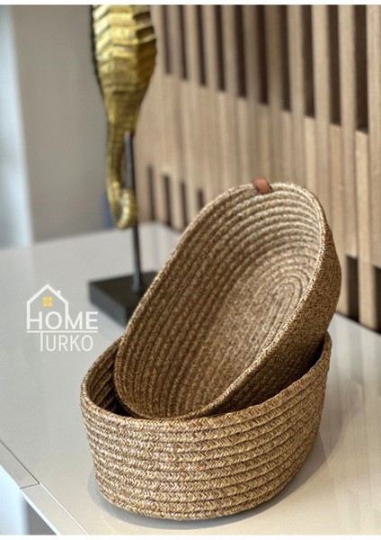 Modern, Jüt, Hasır, Sepet Takımı, 2'lü Sepet, El Dokuması, Mutfak Sepeti, Düzenleyici, Organizer