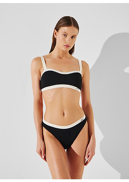 Siyah - Beyaz Kadın Bikini Üst A2W46018