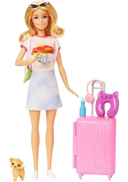 HJY18 Barbie Seyahatte Bebeği ve Aksesuarları