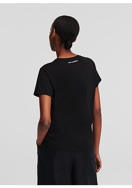 Bisiklet Yaka Düz Siyah Kadın T-Shirt A1W17019