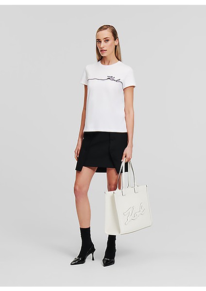 Bisiklet Yaka Düz Beyaz Kadın T-Shirt A1W17019