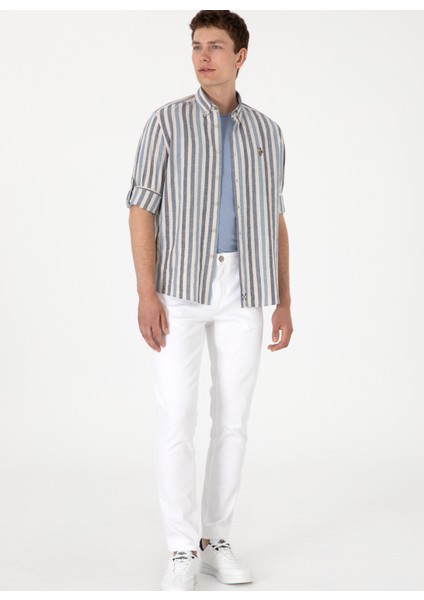 Regular Fit Gömlek Yaka Mavi Erkek Gömlek Massa fırsatları