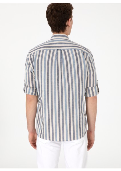 Regular Fit Gömlek Yaka Mavi Erkek Gömlek Massa indirimleri