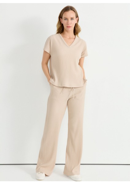 Normal Bel Standart Bej Kadın Pantolon 25YSL5397