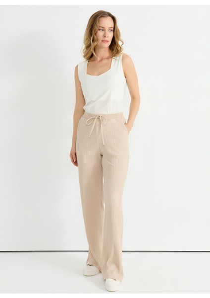 Normal Bel Standart Bej Kadın Pantolon 25YSL5397