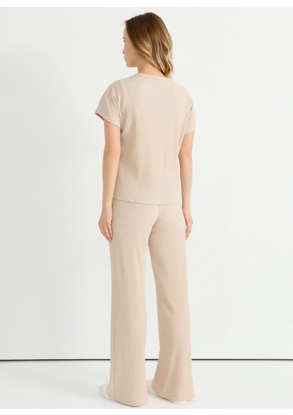 Normal Bel Standart Bej Kadın Pantolon 25YSL5397