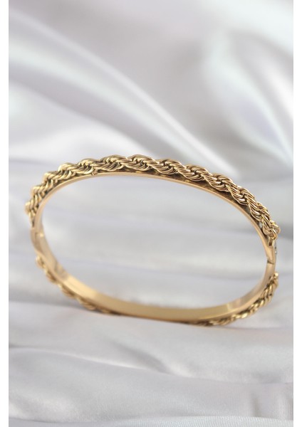 316L Çelik Gold Renk Burgu Zincir Model Kadın Kelepçe - TJ-BB5904
