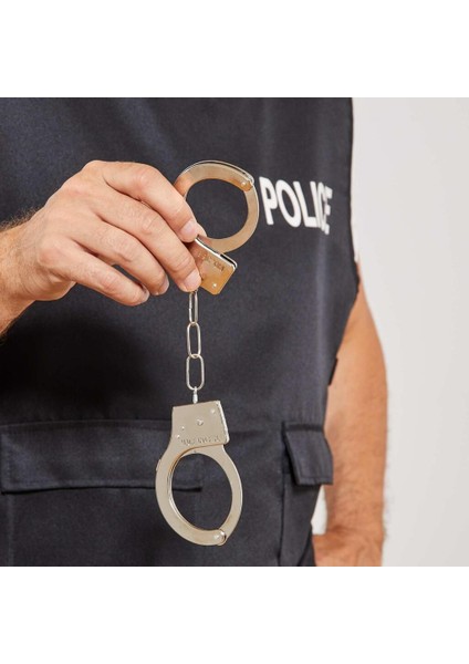 Metal Malzemeden Imal Anahtarlı Oyuncak Polis Kelepçesi