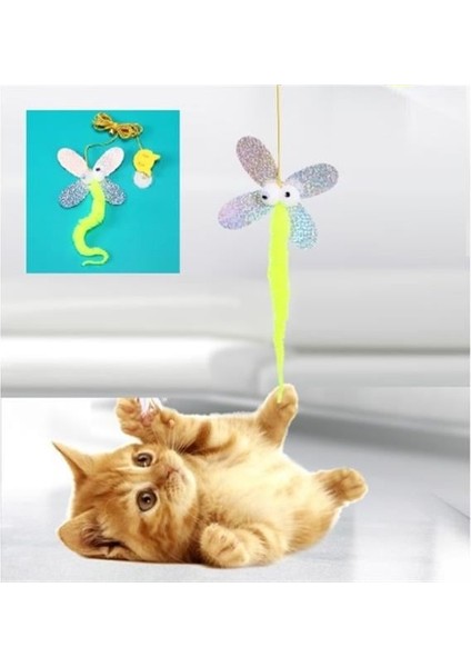 Kelebek Model Elastik Kendinden Yapışkanlı Kedi Oyun Oltası