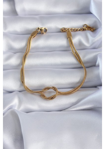 316L Çelik Gold Renk Düğüm Model Kadın Bileklik - TJ-BB5584