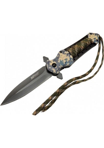 4262 Kamuflaj Kamp Çakı 21CM - Yarı Otomatik, Ipli