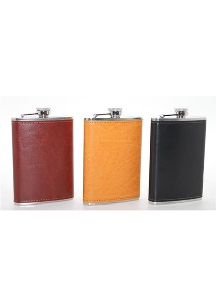 Paslanmaz Çelik Tekli 9 Oz Derili Matara